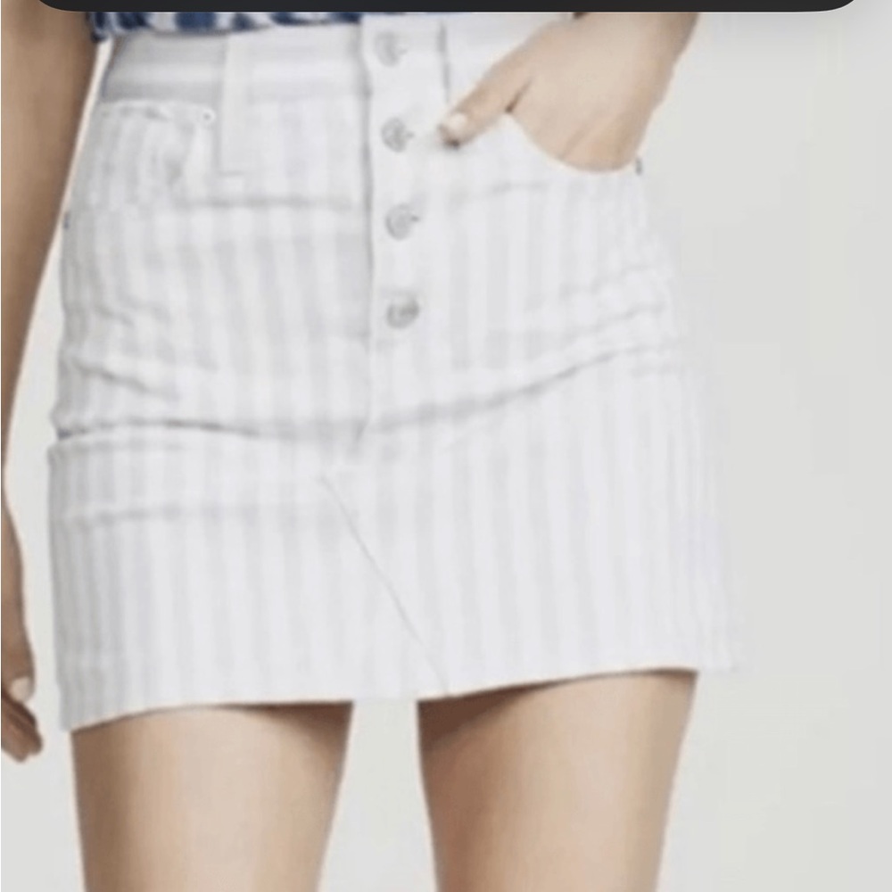 Madewell Stretch A-Line Mini Skirt in Pompano Stripe: Button-Front size 30